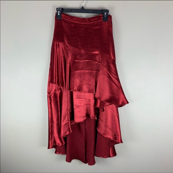 Anthropologie Moulinette Souers red satin skirt size XS - Picture 2 of 8